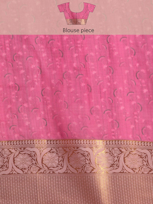 Turquoise Munga Silk Saree with Animal Print and Unstitched Blouse
