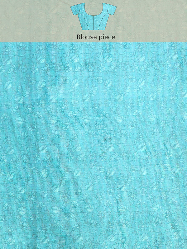 Peach Munga Silk Digital Print Floral Saree with Unstitched Blouse