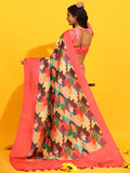 Pink Silk Blend Saree with Woven Zari Floral Design