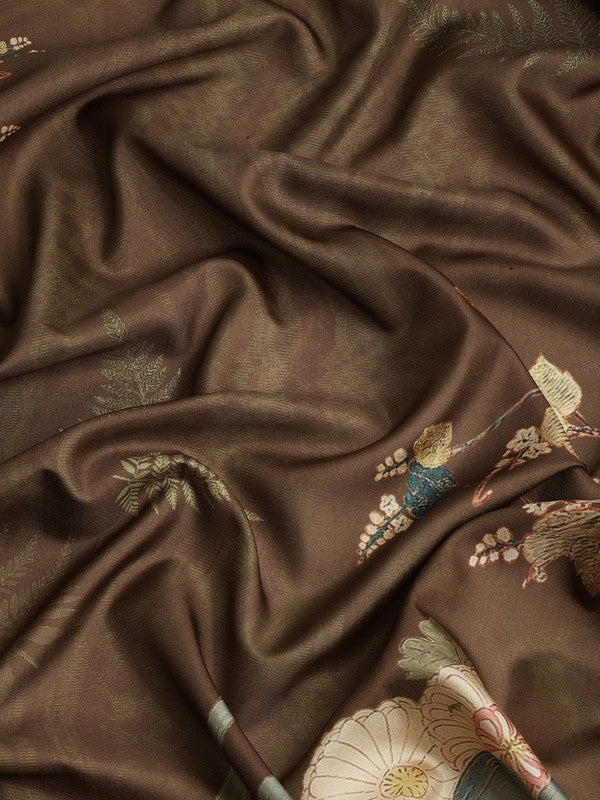 Multicolor Kanchipuram Silk Floral Digital Print Saree