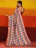 Pink Silk Blend Woven Zari Striped Saree
