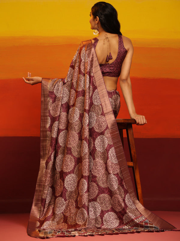 White Silk Blend Woven Zari Design Ethnic Motif Saree