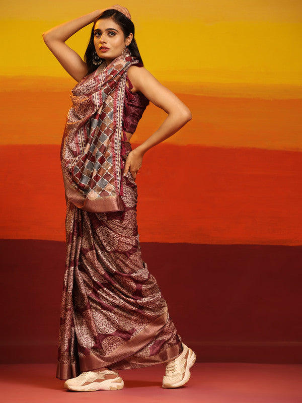 White silk blend saree featuring intricate gold zari woven ethnic motifs
