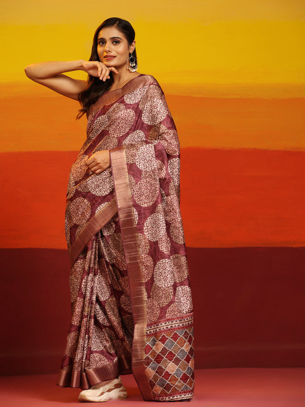White Silk Blend Woven Zari Design Ethnic Motif Saree