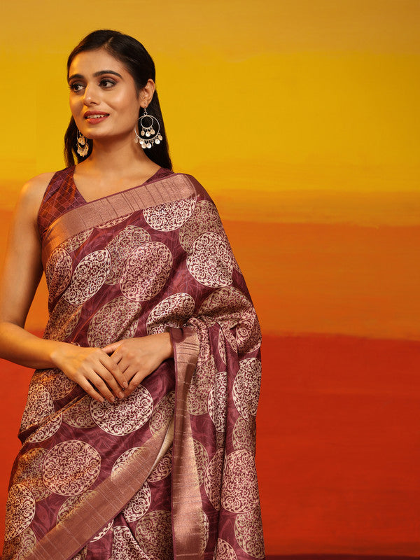 White Silk Blend Woven Zari Design Ethnic Motif Saree