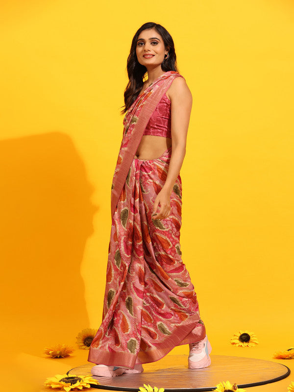 Green Silk Blend Saree with Woven Zari Paisley Design