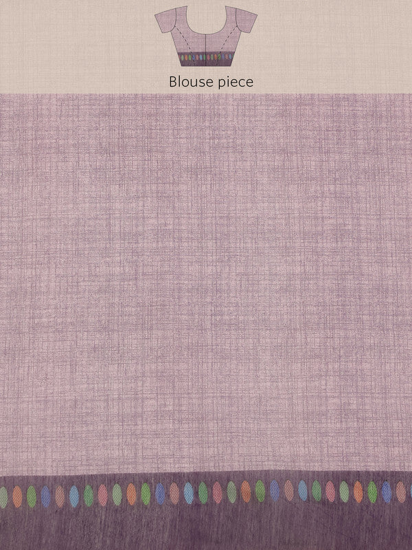 Lavender Cotton Blend Floral Digital Print Saree