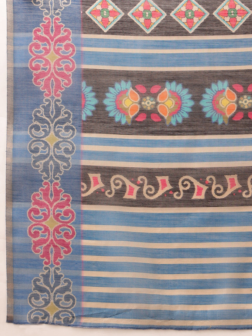 Mustard Banarasi Silk Cotton Floral Digital Print Saree