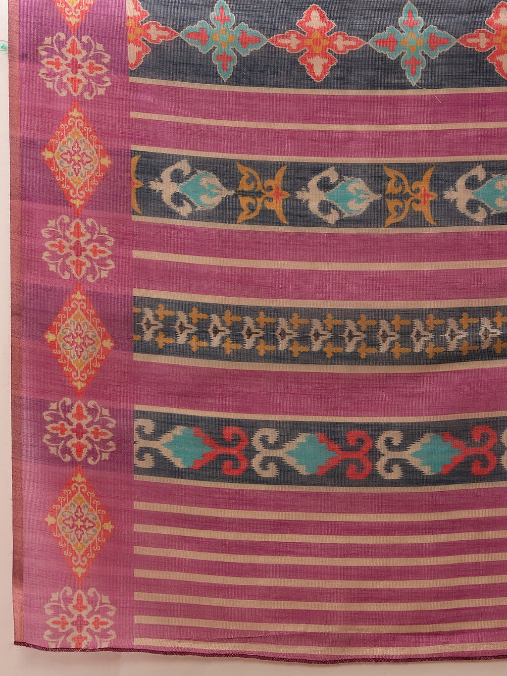 Purple Banarasi Silk Cotton Floral Digital Print Saree