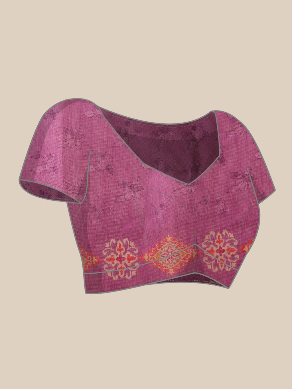Purple Banarasi Silk Cotton Floral Digital Print Saree