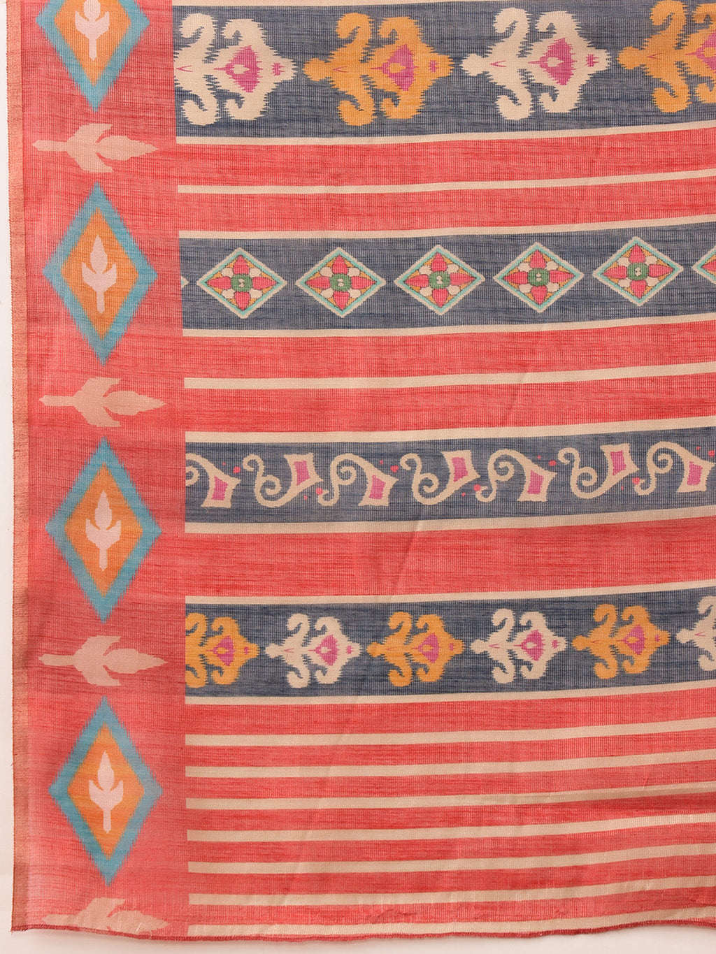 Red Banarasi Silk Cotton Saree with Vibrant Floral Digital Print