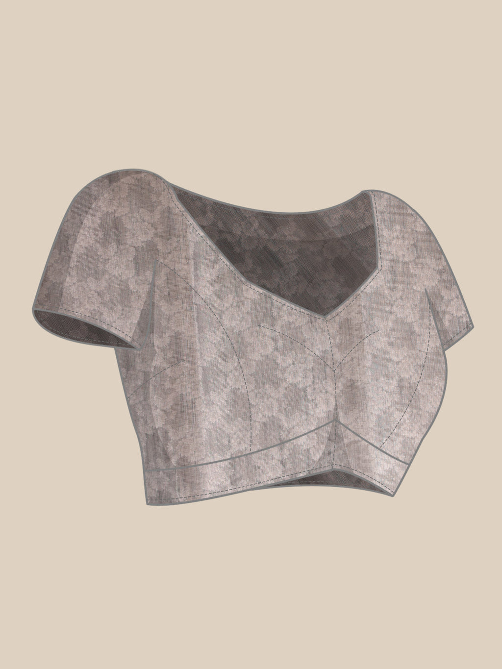 Grey Banarasi Silk Cotton Saree with Floral Digital Print