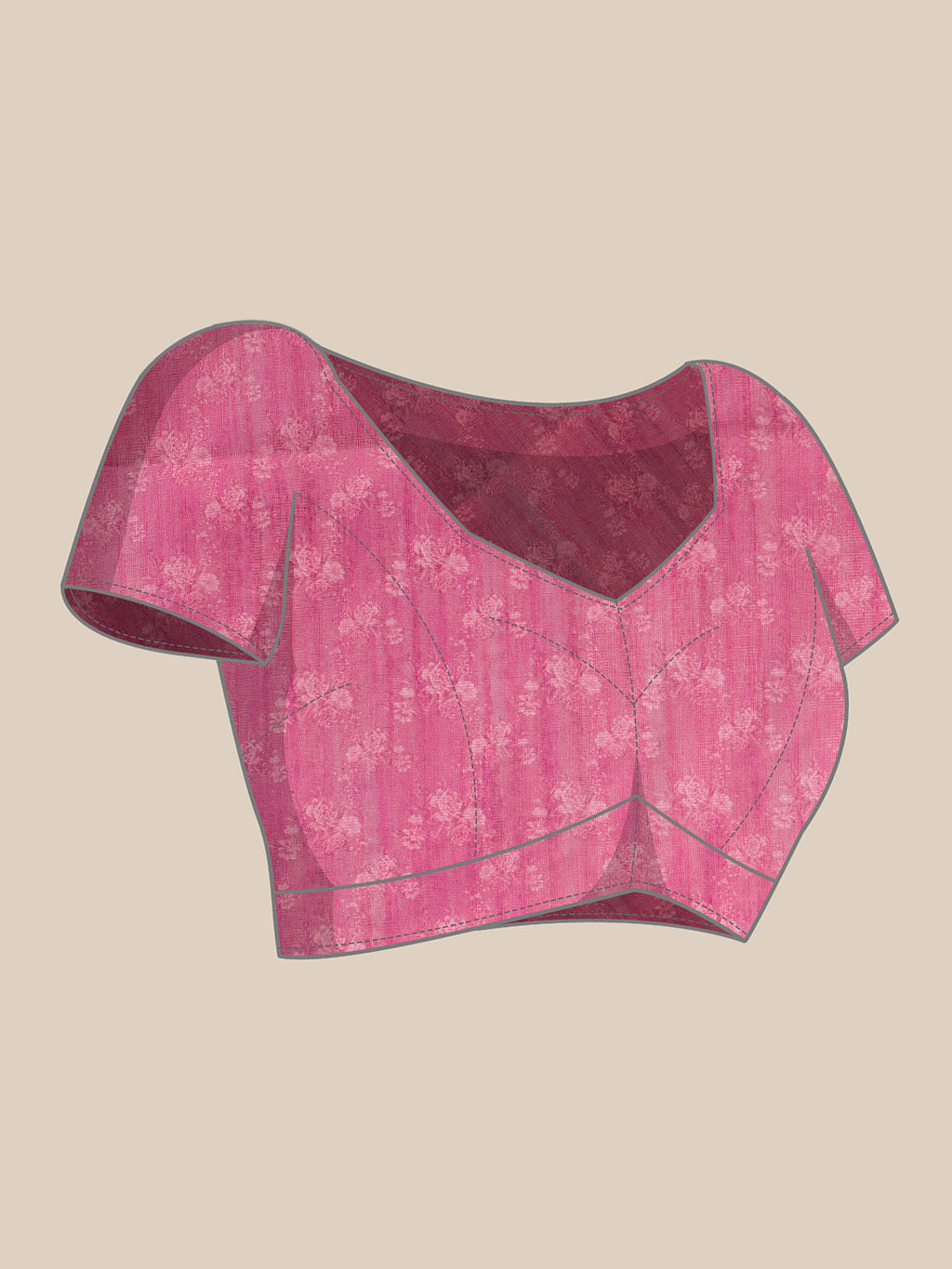 Pink Banarasi Silk Cotton Floral Digital Print Saree