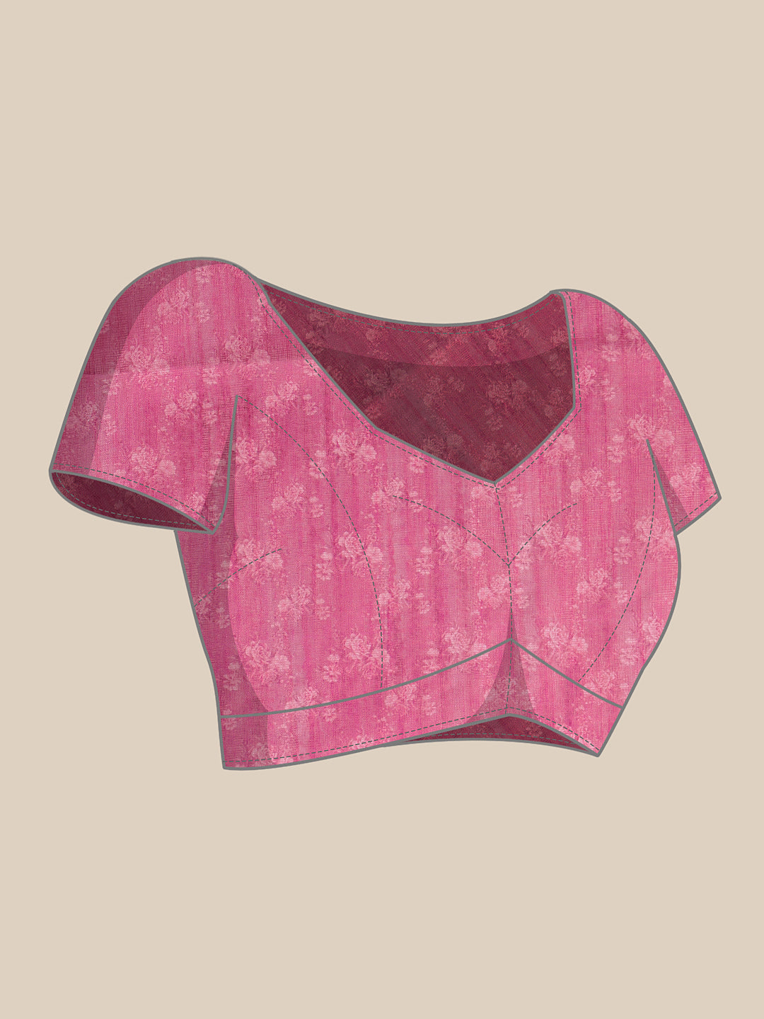 Pink Banarasi Silk Cotton Floral Digital Print Saree