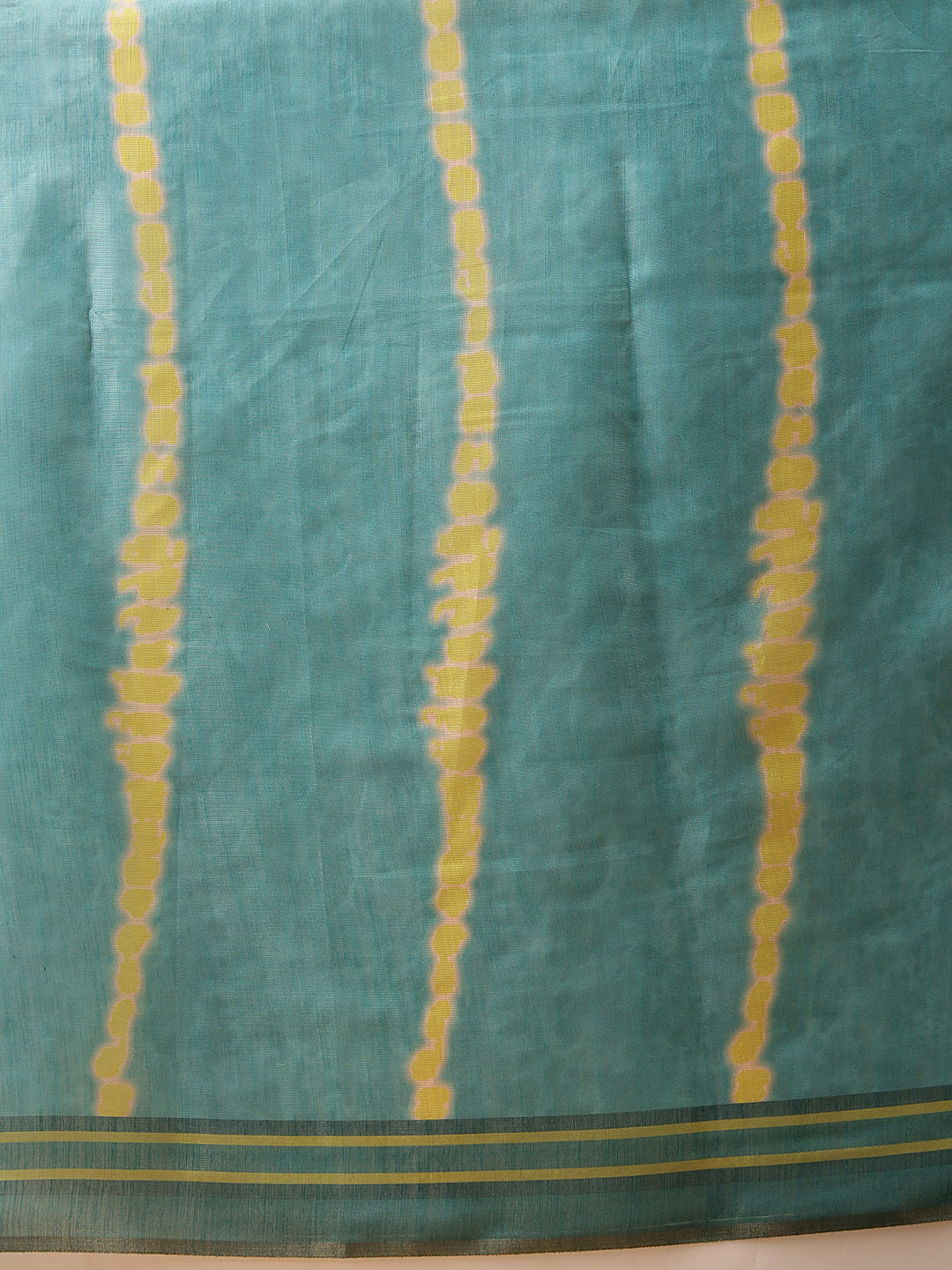 Teal Banarasi Cotton Silk Saree with Lahariya Digital Print