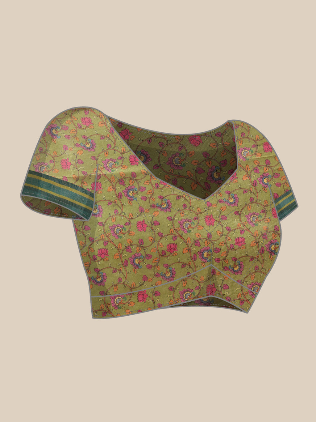Teal Banarasi Cotton Silk Saree with Lahariya Digital Print