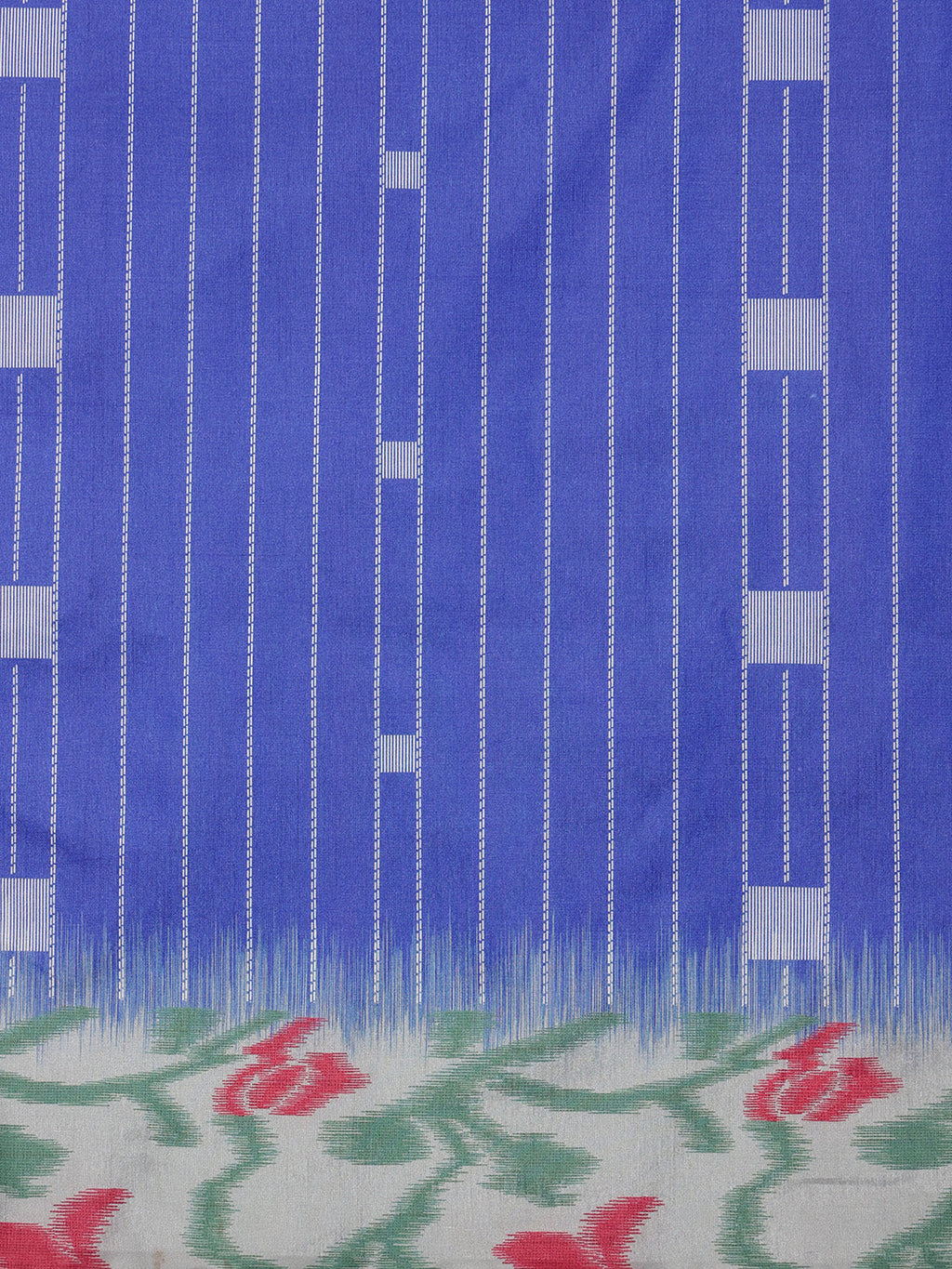 Blue Silk Blend Digital Print Striped Saree with Blouse Piece