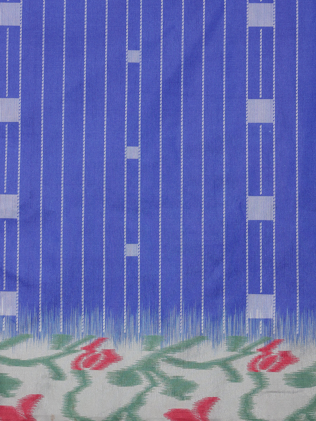 Blue Silk Blend Digital Print Striped Saree with Blouse Piece