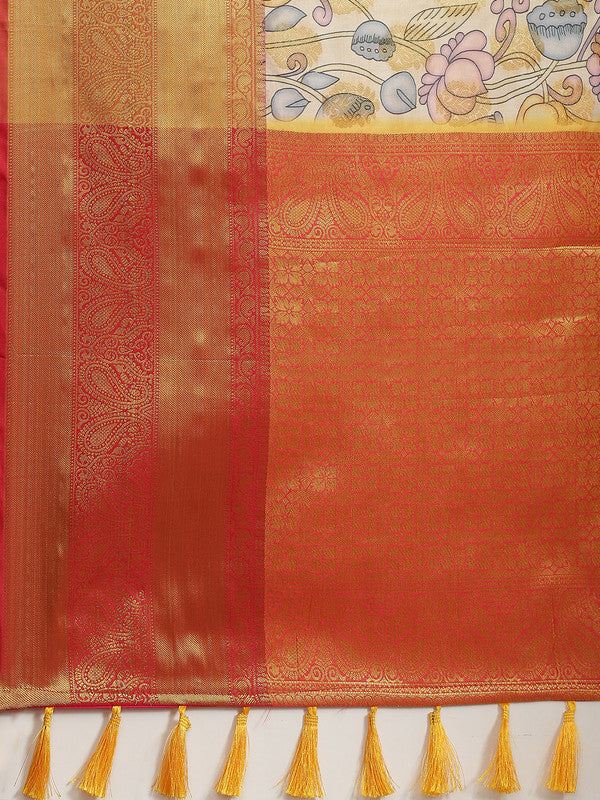 Multicolor Art Silk Digital Floral Print Saree with Unstitched Blouse