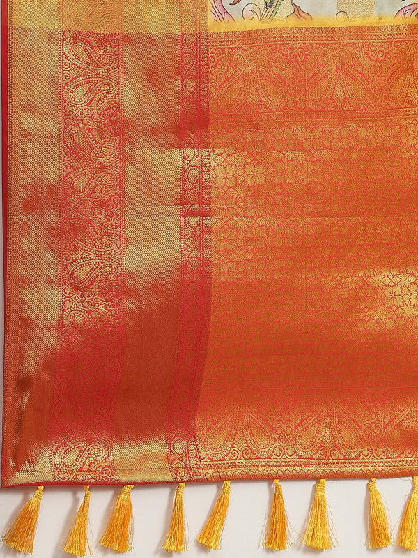 Multicolor Art Silk Floral Digital Print Saree with Blouse Piece