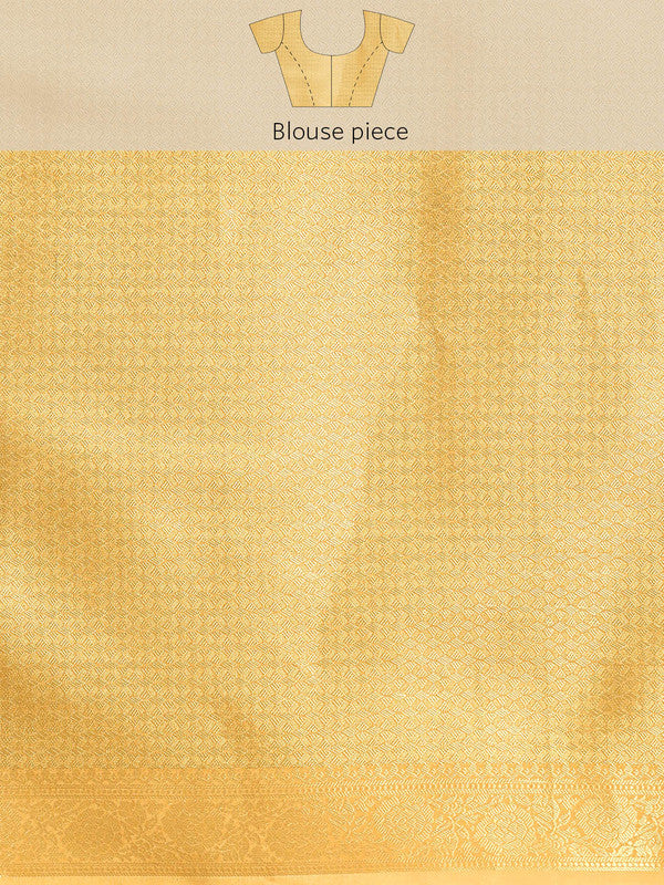 Yellow Tissue Silk Floral Digital Print Saree with Blouse Piece
