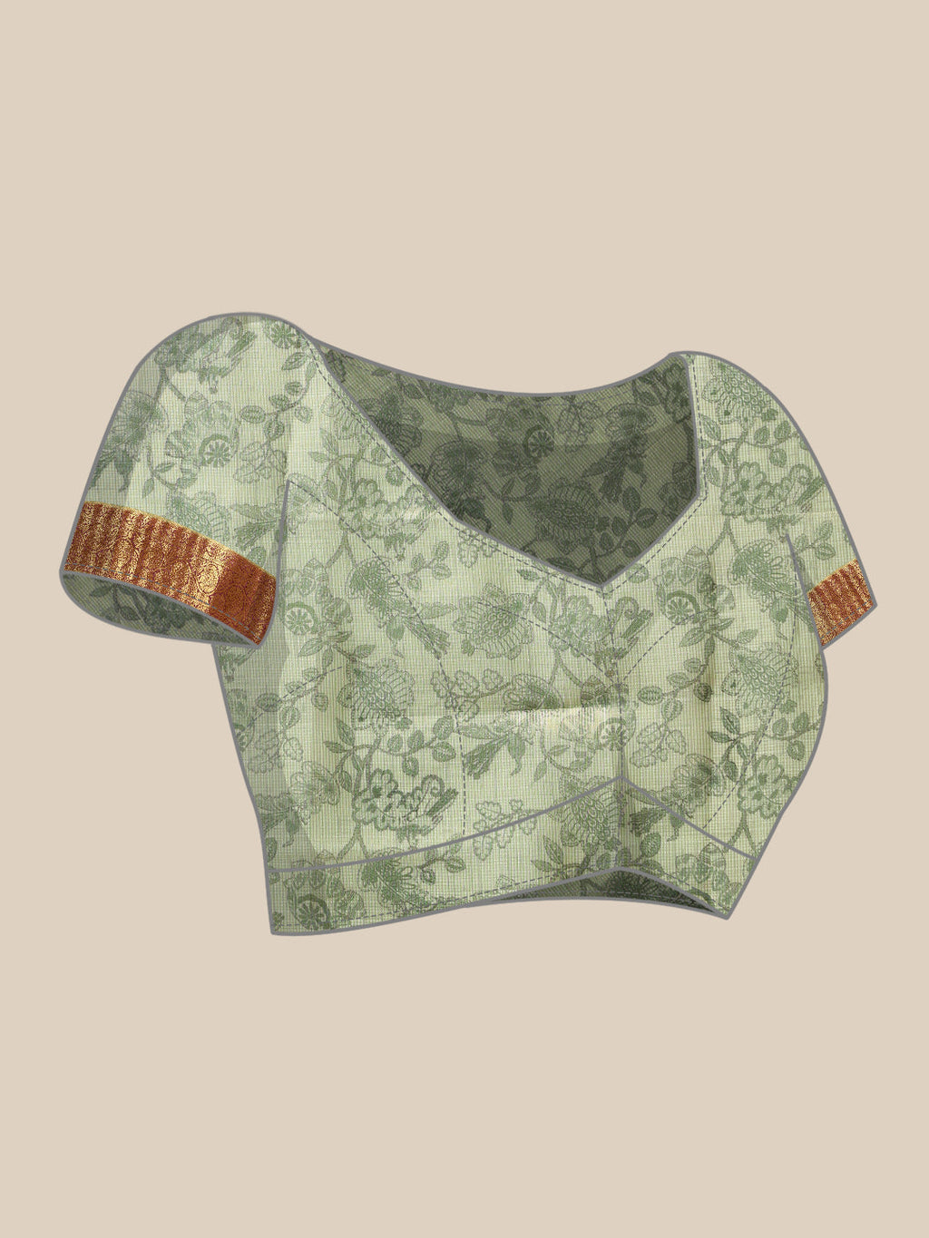 Green Banarasi Muga Silk Saree with Pichwai Digital Print