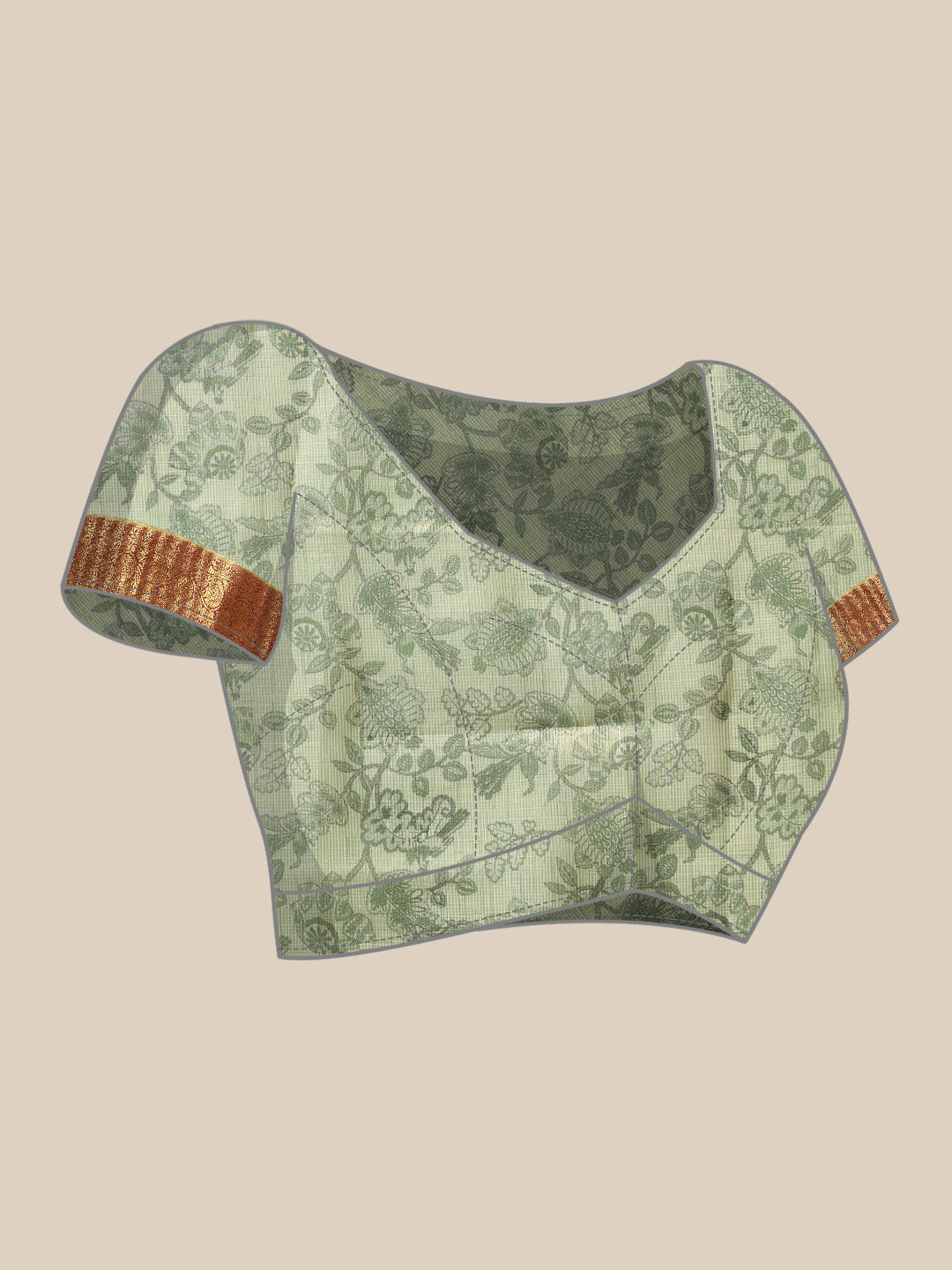 Green Banarasi Muga Silk Saree with Pichwai Digital Print