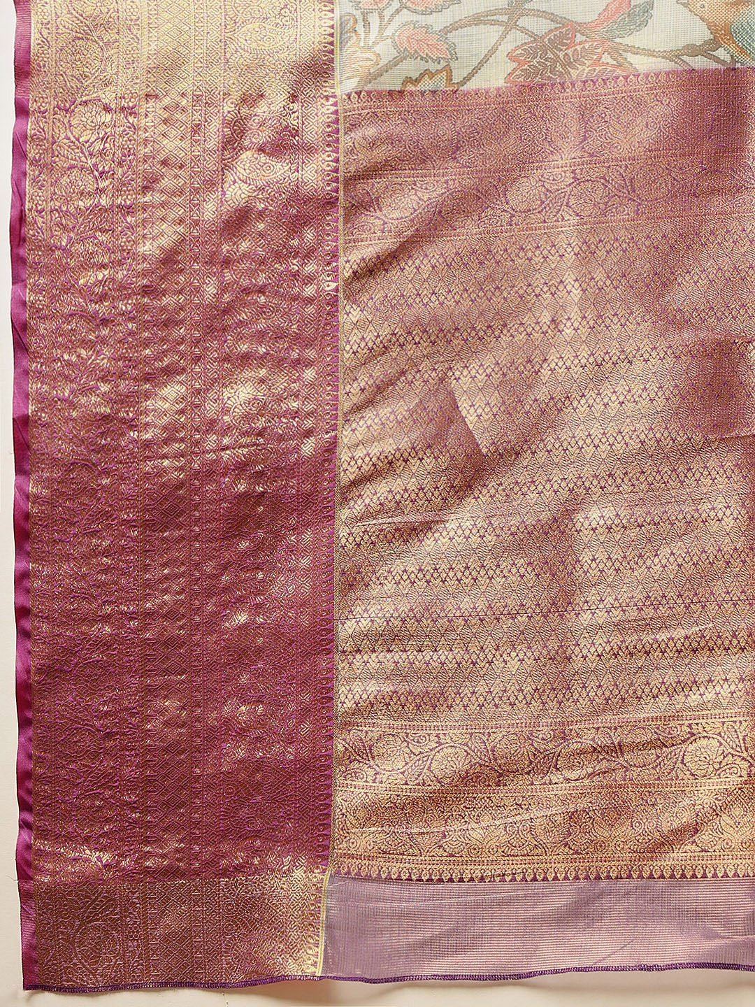 Teal Banarasi Muga Silk Pichwai Digital Printed Saree
