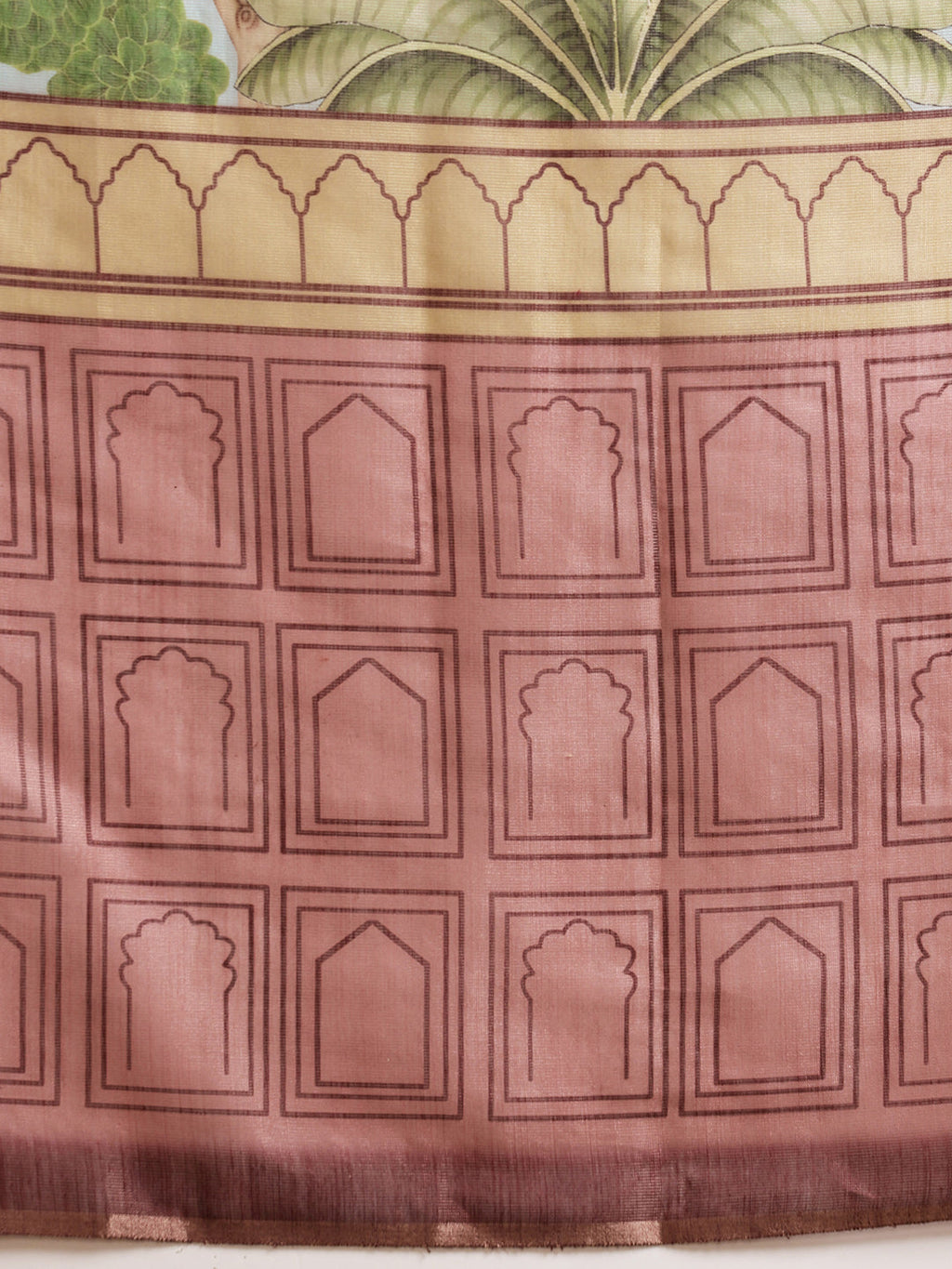 Blue Chanderi Cotton Blend Saree with Abstract Digital Print