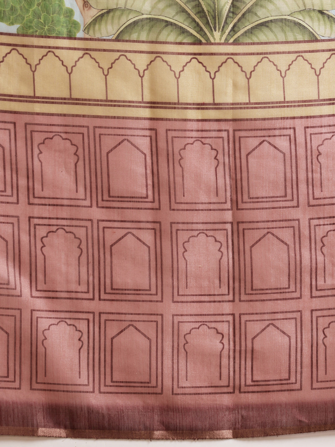 Blue Chanderi Cotton Blend Saree with Abstract Digital Print