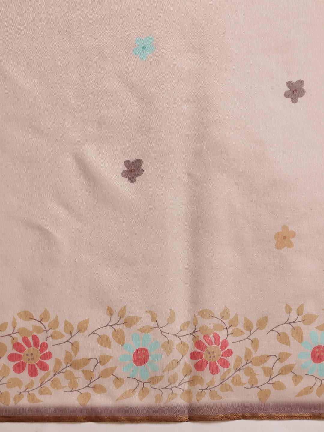Peach Chanderi Cotton Blend Floral Digital Printed Saree
