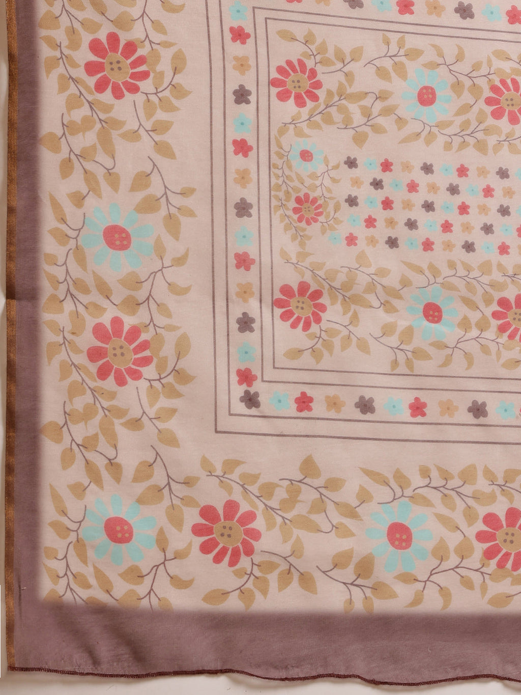 Peach Chanderi Cotton Blend Floral Digital Printed Saree