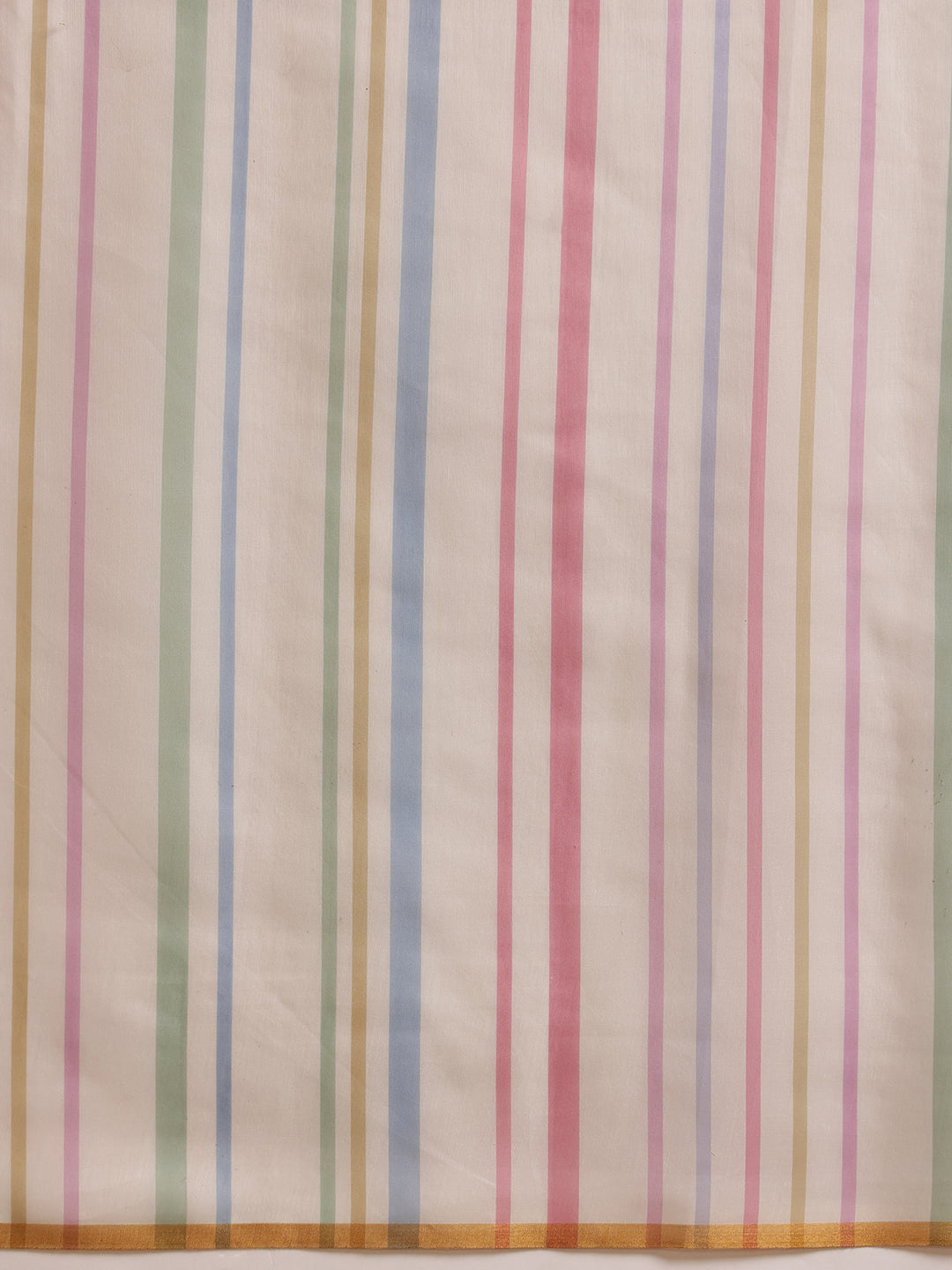 White Chanderi Cotton Blend Saree with Striped Digital Print