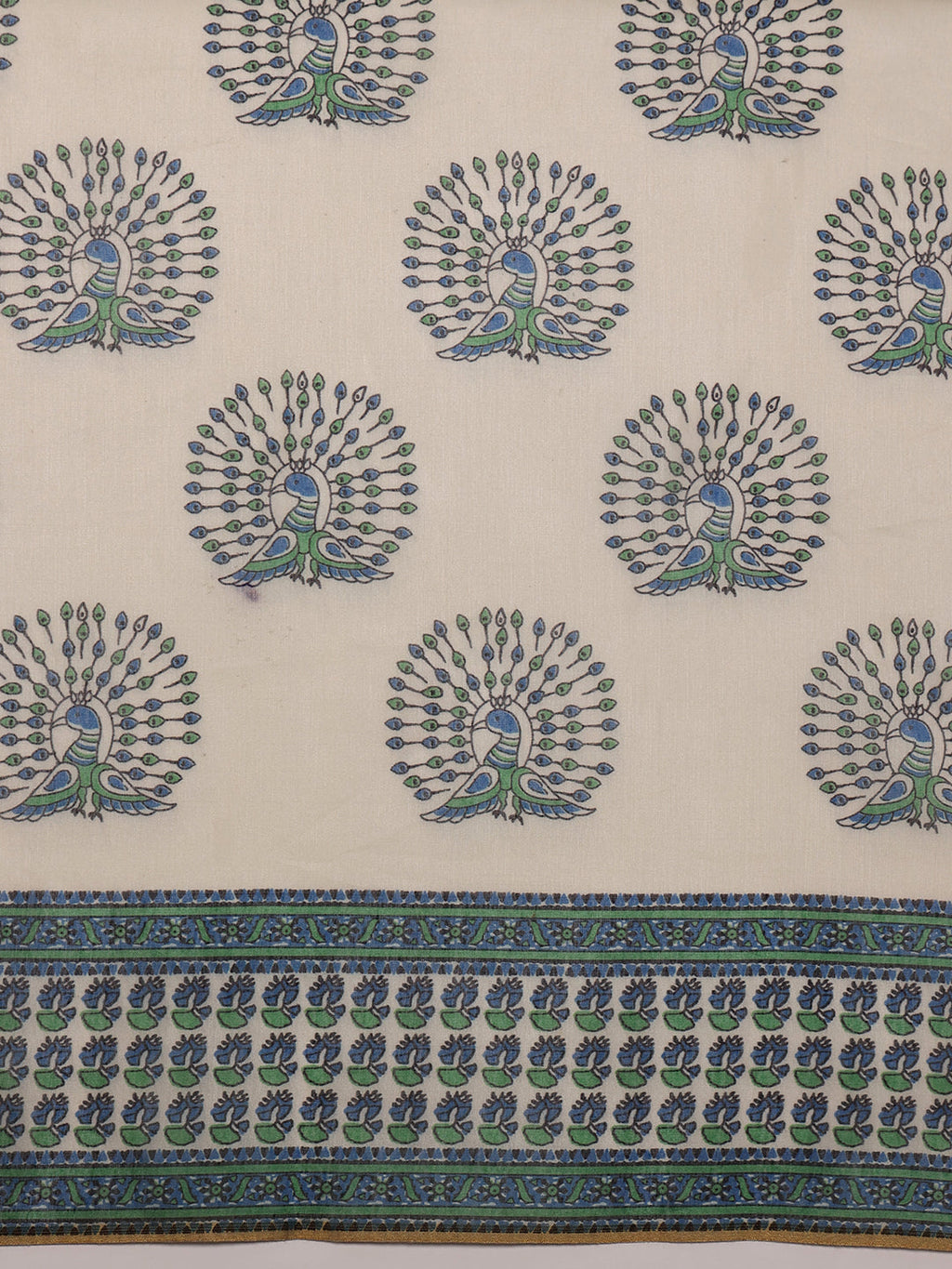 Off White Chanderi Cotton Blend Saree with Abstract Print
