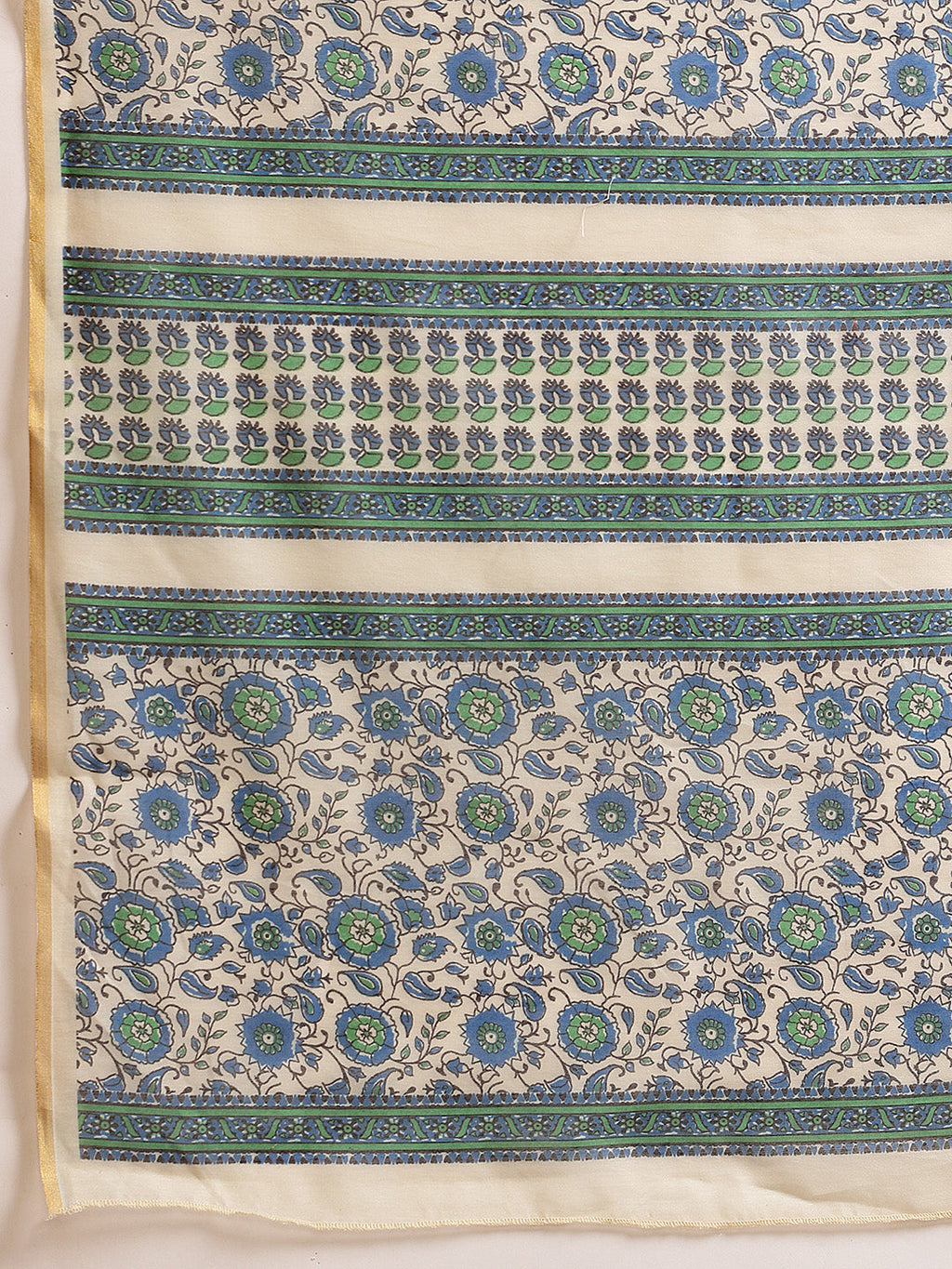 Off White Chanderi Cotton Blend Saree with Abstract Print