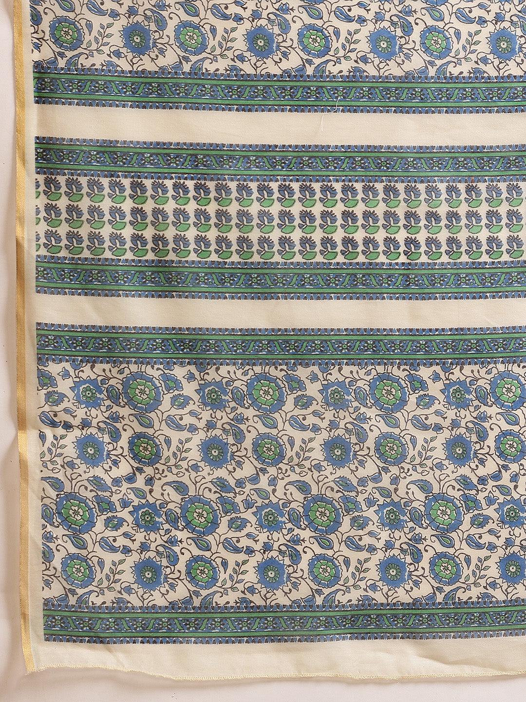 Off White Chanderi Cotton Blend Saree with Abstract Print