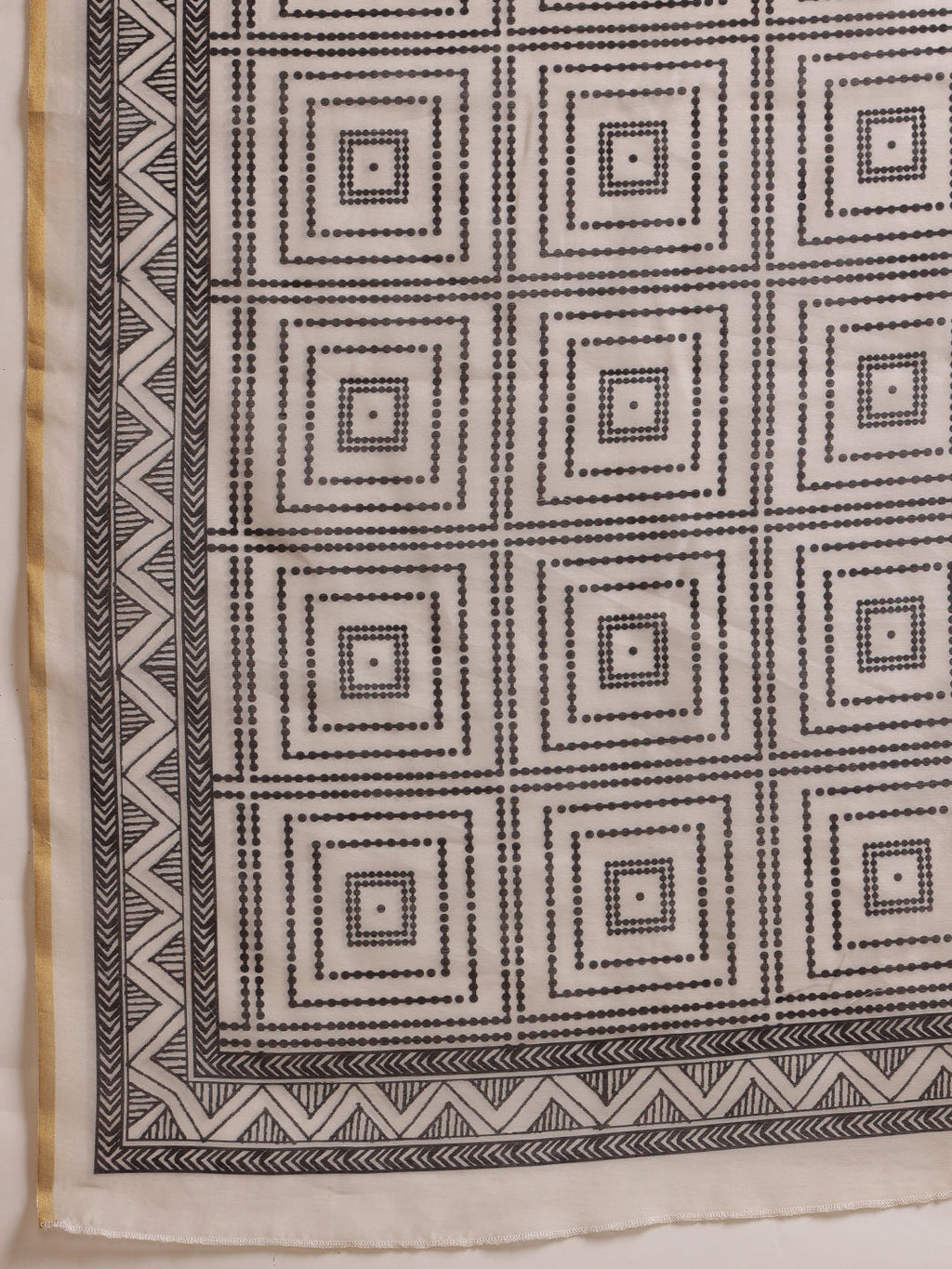 White Chanderi Cotton Blend Saree with Floral Digital Print