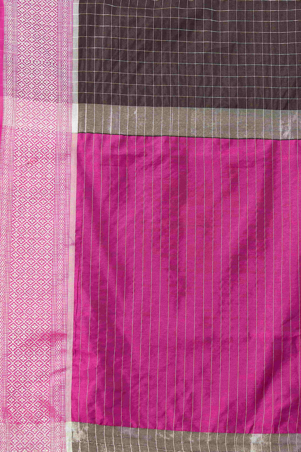 Black Banarasi Soft Silk Saree with Zari Woven Checks
