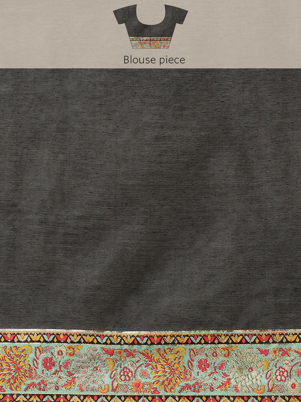 Black Cotton Blend Woven Thread Floral Saree with Unstitched Blouse