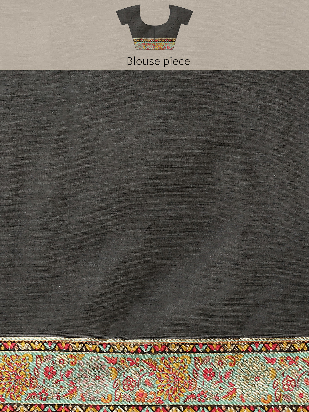 Black Cotton Blend Woven Thread Floral Saree with Unstitched Blouse