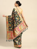 Green Cotton Blend Floral Saree with Thread Work & Blouse