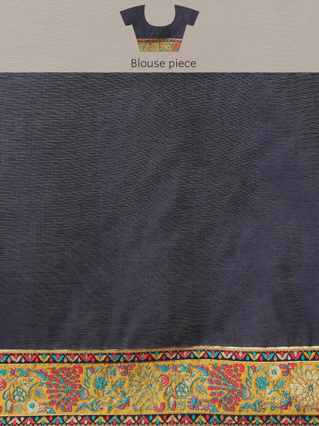 Navy Blue Cotton Blend Woven Thread Floral Saree with Unstitched Blouse - Hiral Fashion