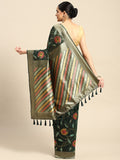 Green Cotton Blend Saree with Woven Thread Floral Design
