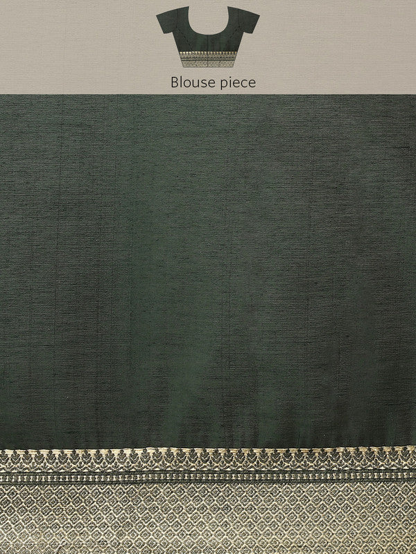 Green Cotton Blend Saree with Woven Thread Floral Design