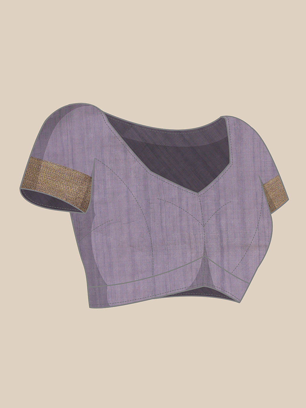 Lavender Kota Doria Saree with Embroidered Floral Motifs