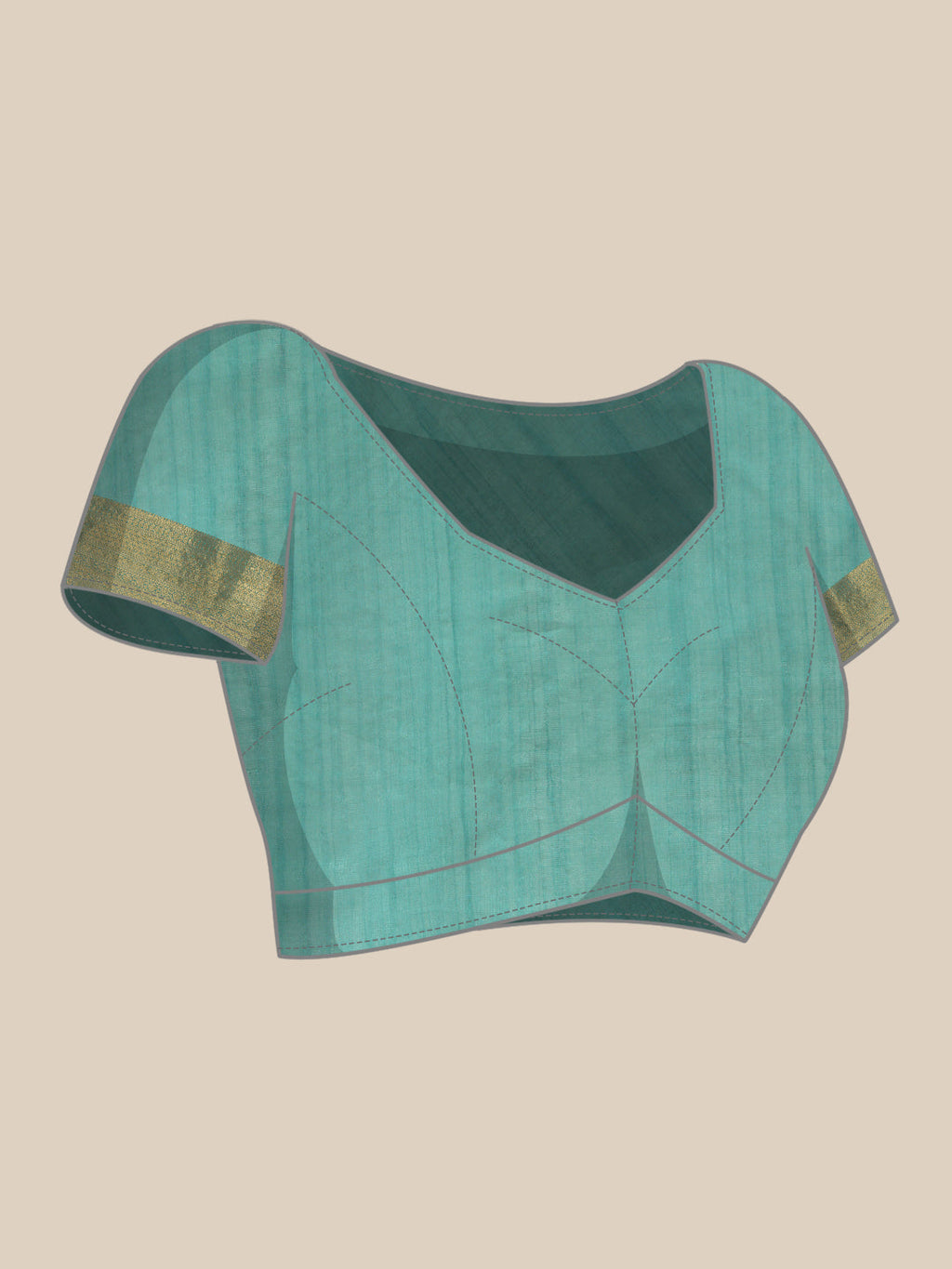 Turquoise Kota Doria Embroidered Floral Saree, Unstitched Blouse