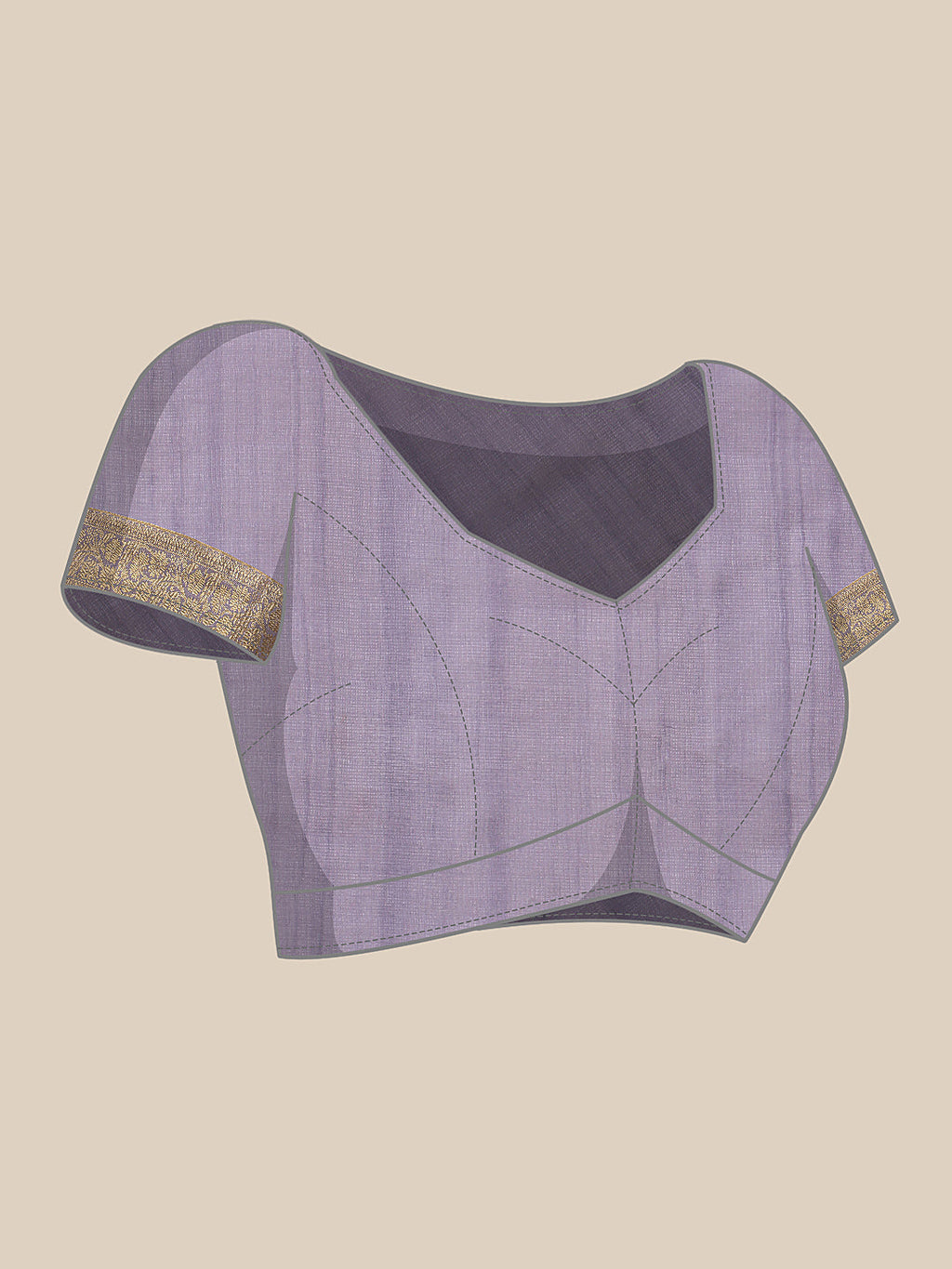 Lavender Kota Doria Embroidered Floral Saree & Blouse Piece