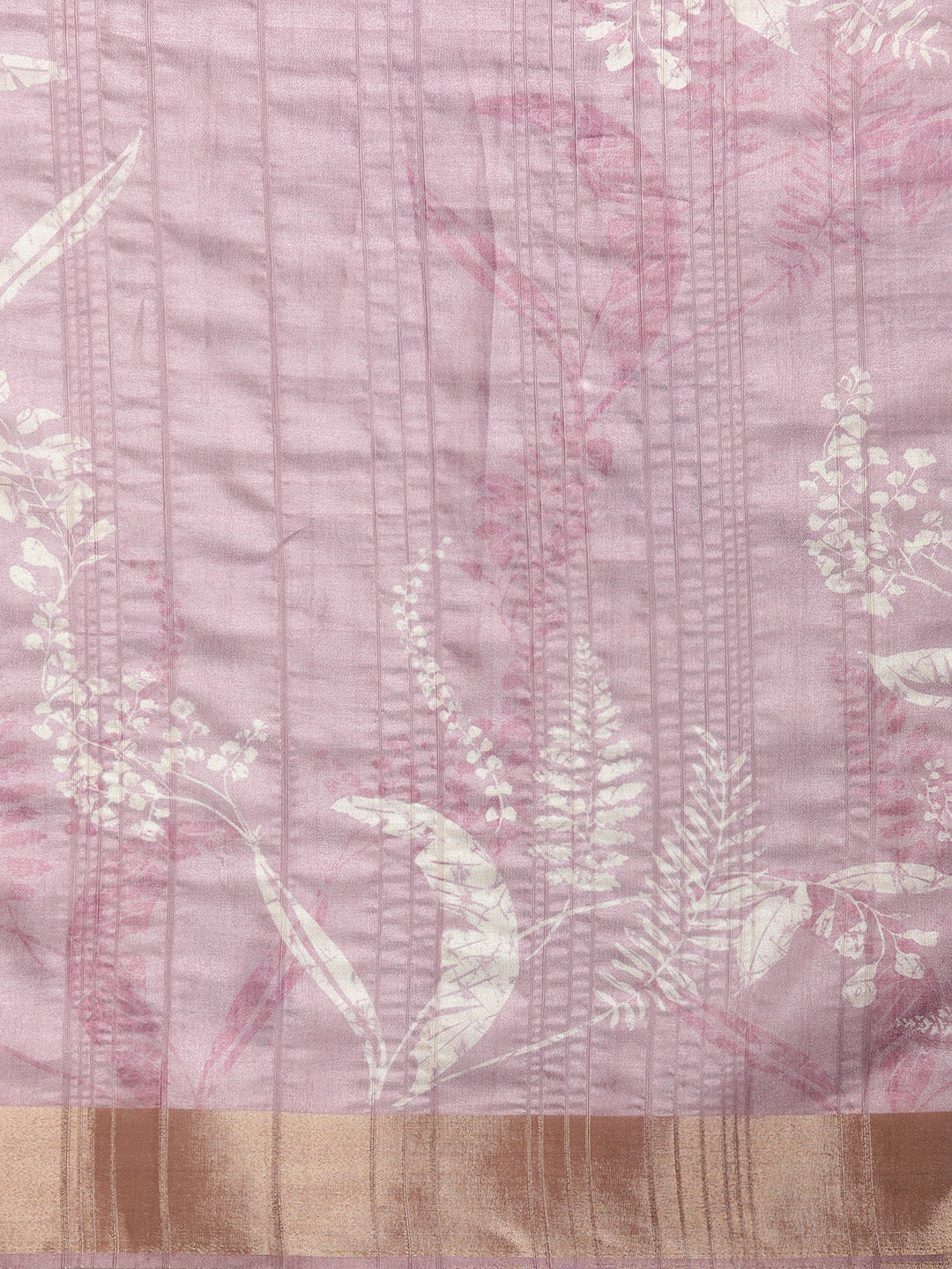 Purple Silk Blend Floral Digital Print Saree with Blouse Piece