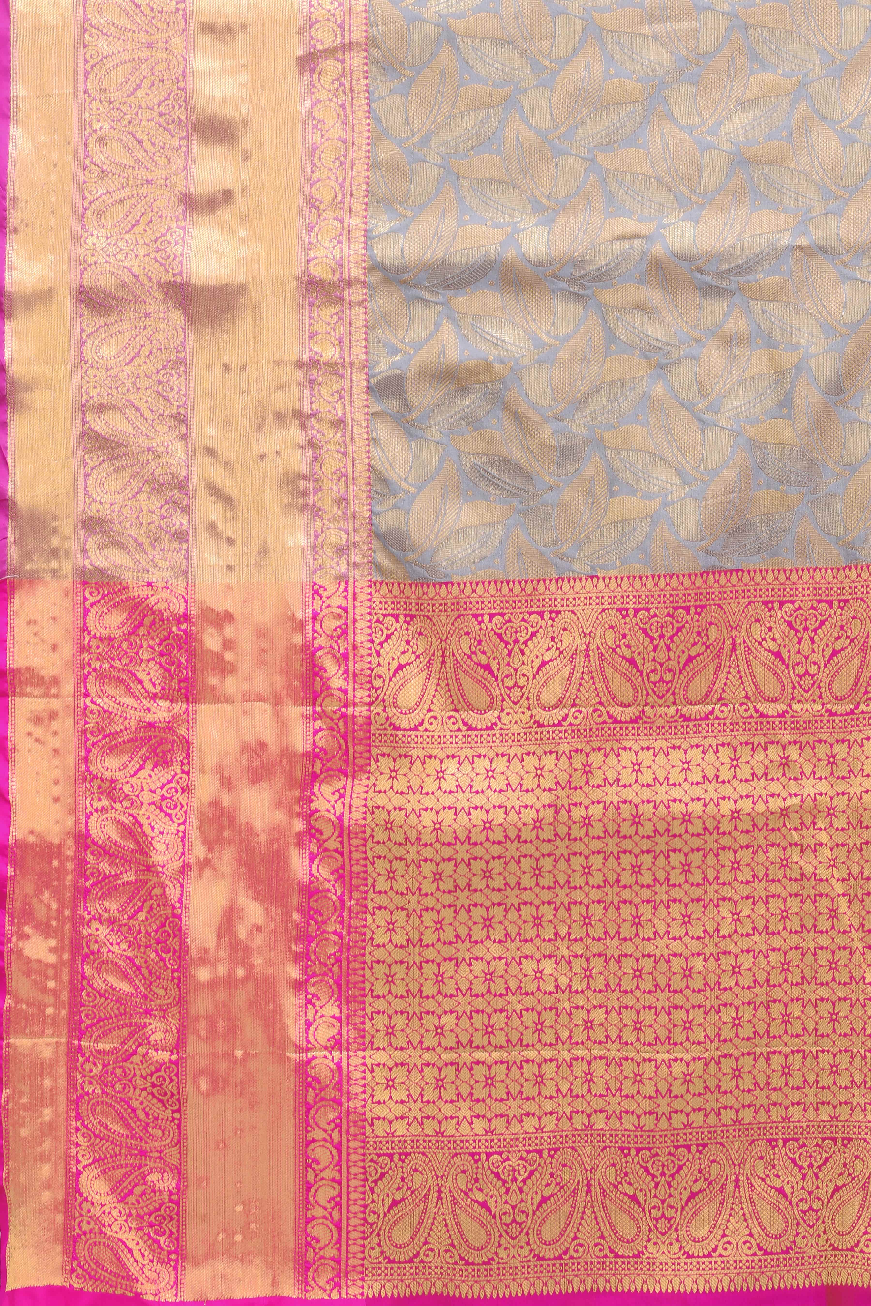 Grey Banarasi Art Silk Floral Woven Design Saree