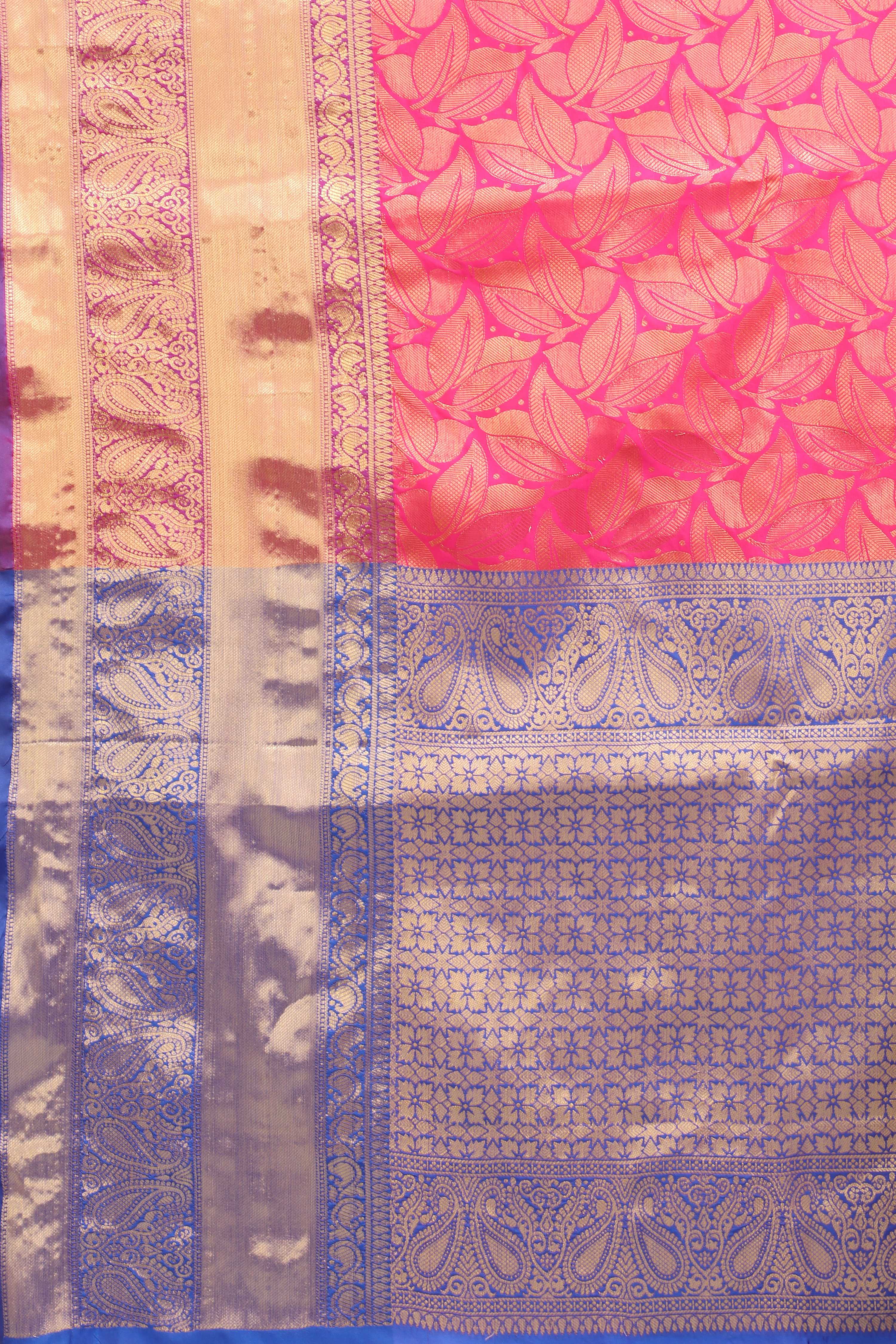 Pink Banarasi Art Silk Saree with Elegant Floral Woven Design